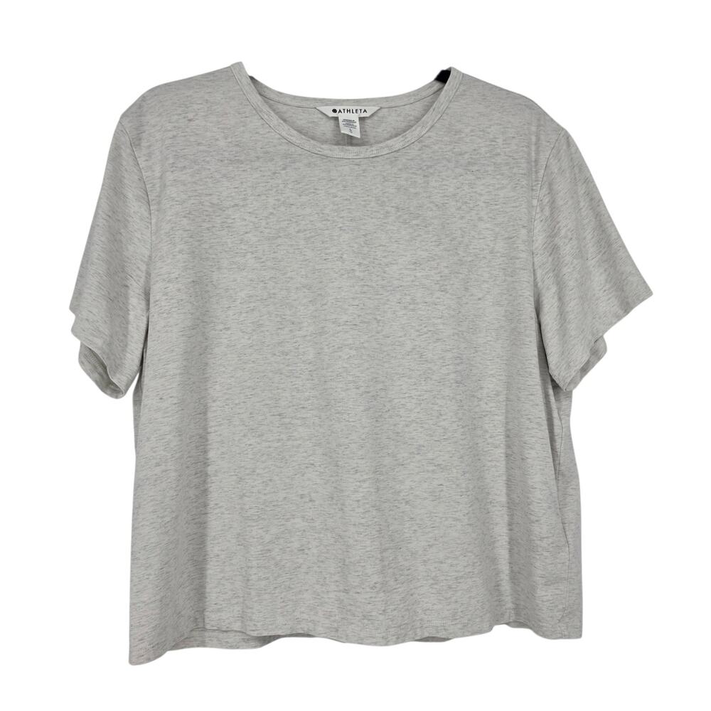 Athleta Light Heather Gray Essential Cotton Short Sleeve Crewneck Tee Size L